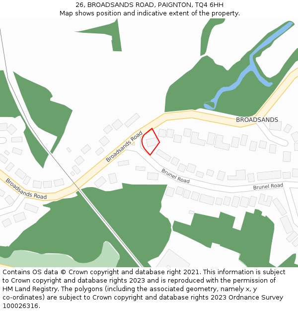 26, BROADSANDS ROAD, PAIGNTON, TQ4 6HH: Location map and indicative extent of plot