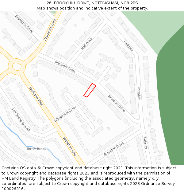 26, BROOKHILL DRIVE, NOTTINGHAM, NG8 2PS: Location map and indicative extent of plot