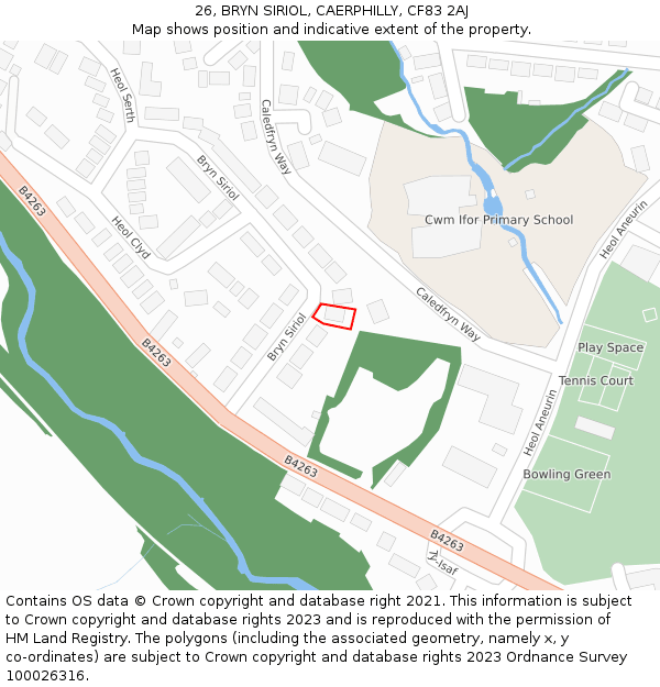 26, BRYN SIRIOL, CAERPHILLY, CF83 2AJ: Location map and indicative extent of plot