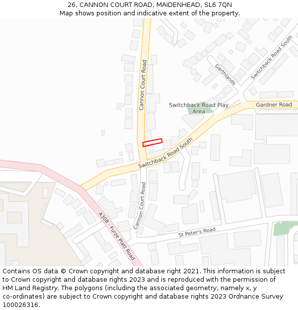 26, CANNON COURT ROAD, MAIDENHEAD, SL6 7QN: Location map and indicative extent of plot