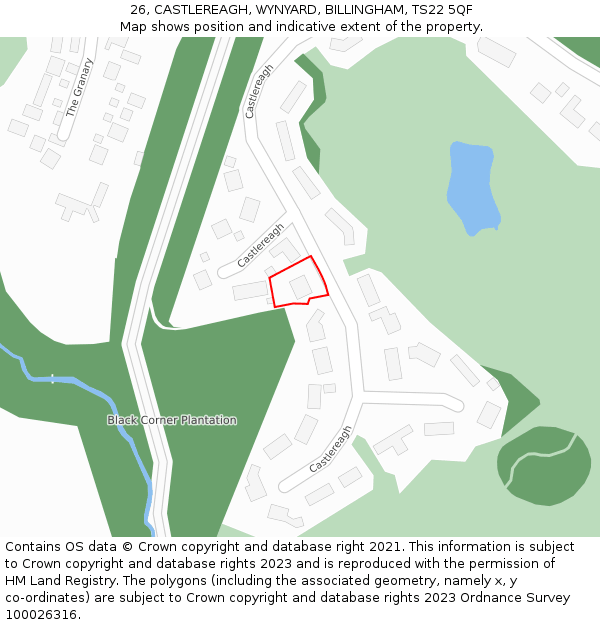 26, CASTLEREAGH, WYNYARD, BILLINGHAM, TS22 5QF: Location map and indicative extent of plot