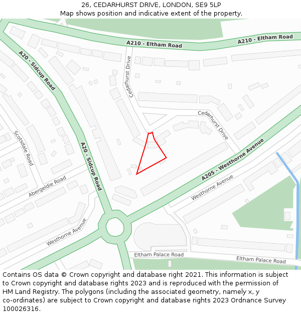 26, CEDARHURST DRIVE, LONDON, SE9 5LP: Location map and indicative extent of plot