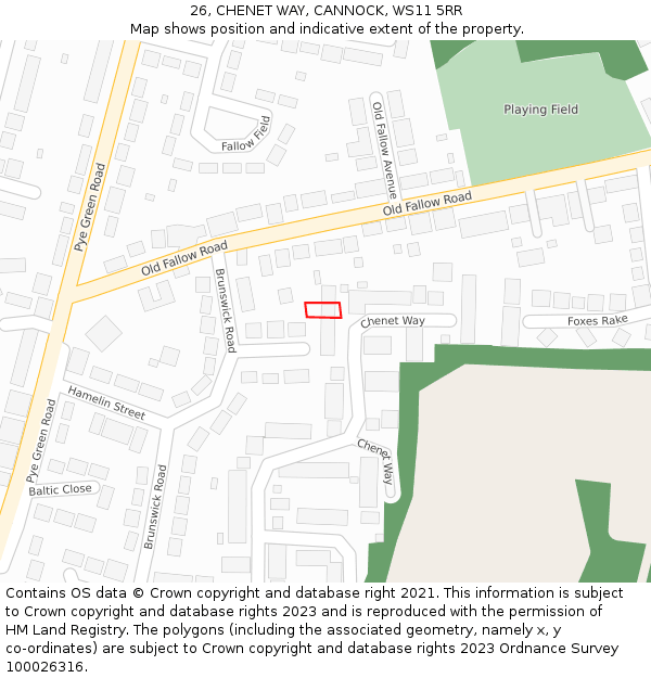 26, CHENET WAY, CANNOCK, WS11 5RR: Location map and indicative extent of plot