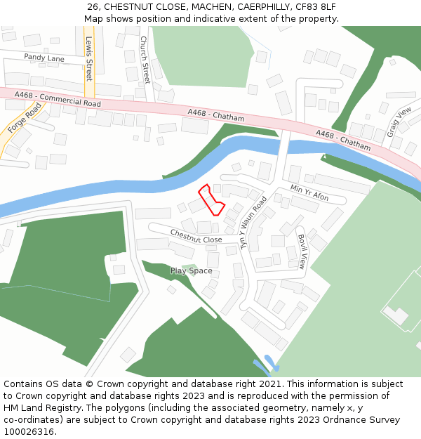 26, CHESTNUT CLOSE, MACHEN, CAERPHILLY, CF83 8LF: Location map and indicative extent of plot