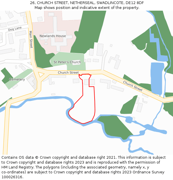 26, CHURCH STREET, NETHERSEAL, SWADLINCOTE, DE12 8DF: Location map and indicative extent of plot