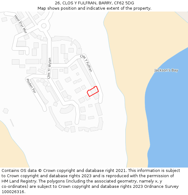 26, CLOS Y FULFRAN, BARRY, CF62 5DG: Location map and indicative extent of plot