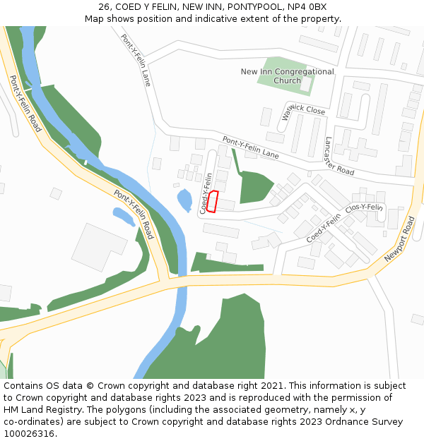 26, COED Y FELIN, NEW INN, PONTYPOOL, NP4 0BX: Location map and indicative extent of plot