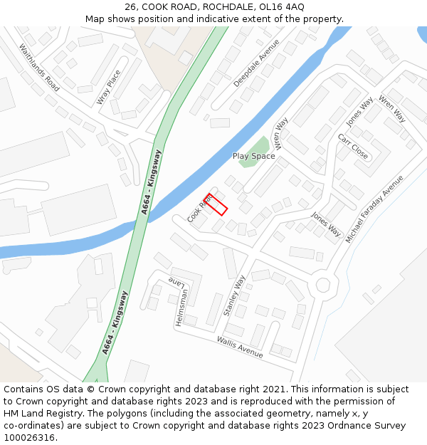 26, COOK ROAD, ROCHDALE, OL16 4AQ: Location map and indicative extent of plot