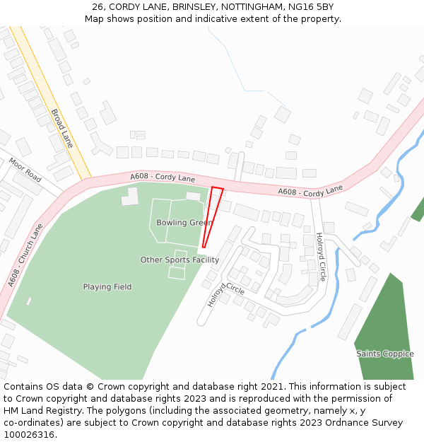 26, CORDY LANE, BRINSLEY, NOTTINGHAM, NG16 5BY: Location map and indicative extent of plot