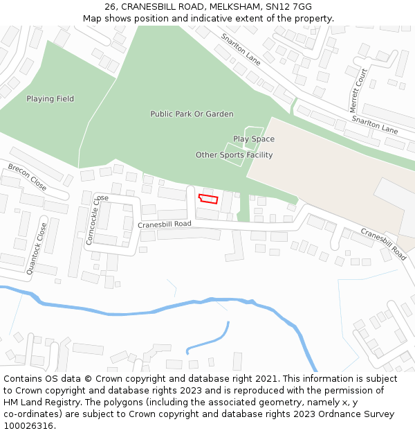 26, CRANESBILL ROAD, MELKSHAM, SN12 7GG: Location map and indicative extent of plot