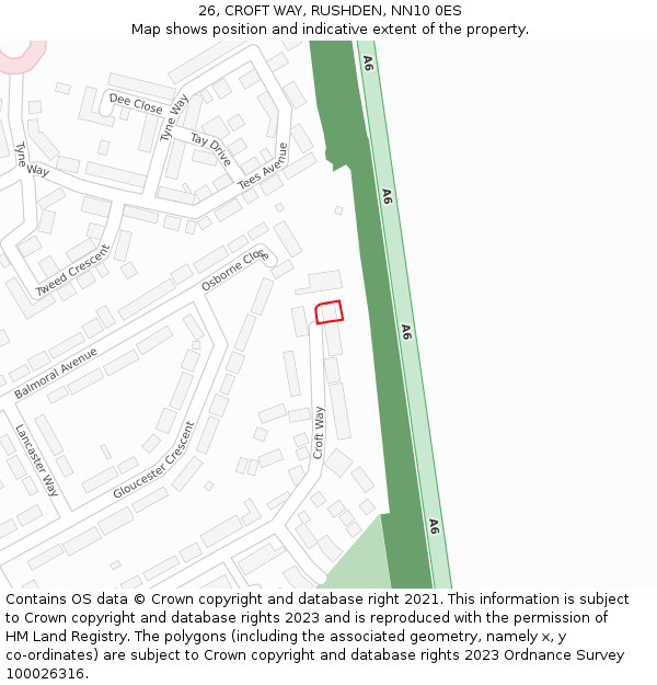 26, CROFT WAY, RUSHDEN, NN10 0ES: Location map and indicative extent of plot