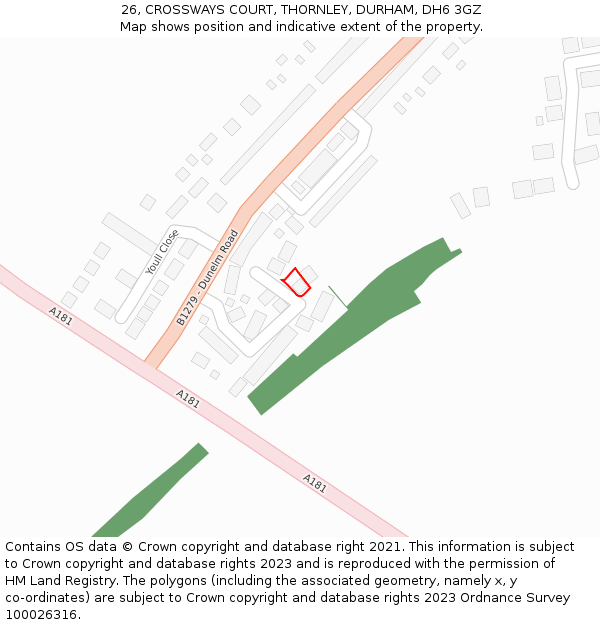 26, CROSSWAYS COURT, THORNLEY, DURHAM, DH6 3GZ: Location map and indicative extent of plot