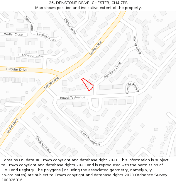 26, DENSTONE DRIVE, CHESTER, CH4 7PR: Location map and indicative extent of plot