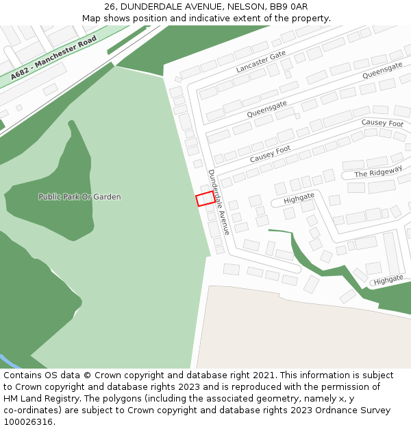 26, DUNDERDALE AVENUE, NELSON, BB9 0AR: Location map and indicative extent of plot