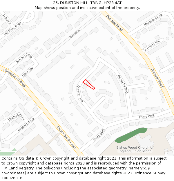 26, DUNSTON HILL, TRING, HP23 4AT: Location map and indicative extent of plot