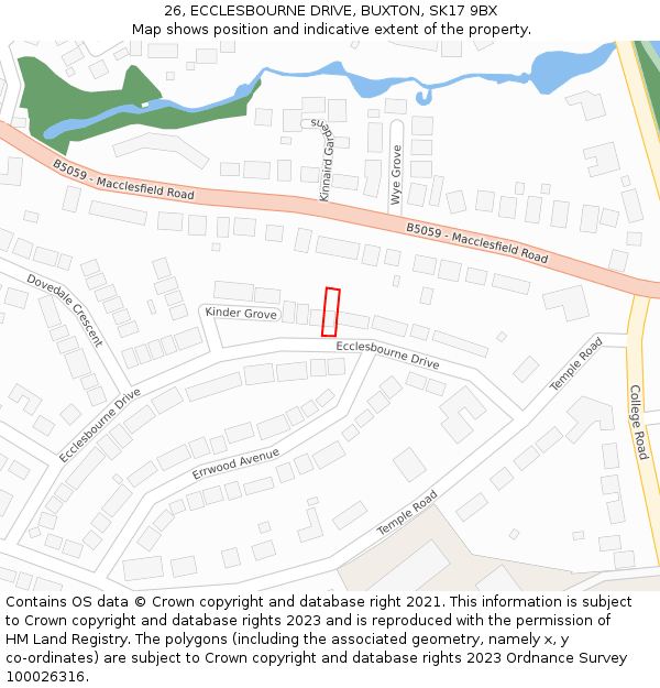 26, ECCLESBOURNE DRIVE, BUXTON, SK17 9BX: Location map and indicative extent of plot