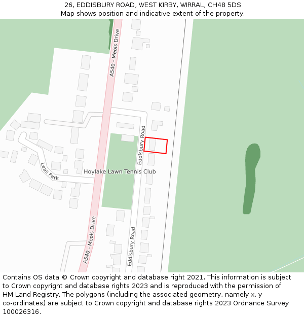 26, EDDISBURY ROAD, WEST KIRBY, WIRRAL, CH48 5DS: Location map and indicative extent of plot