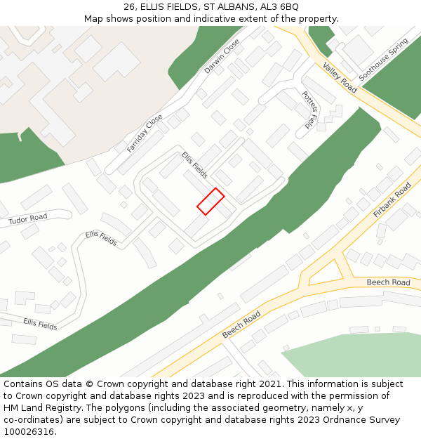 26, ELLIS FIELDS, ST ALBANS, AL3 6BQ: Location map and indicative extent of plot