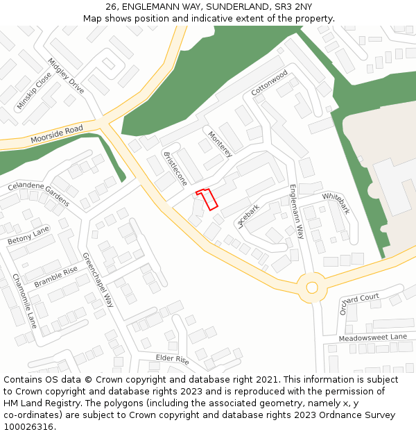 26, ENGLEMANN WAY, SUNDERLAND, SR3 2NY: Location map and indicative extent of plot