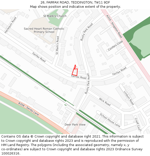 26, FAIRFAX ROAD, TEDDINGTON, TW11 9DF: Location map and indicative extent of plot