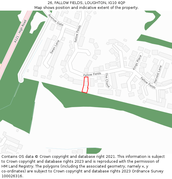 26, FALLOW FIELDS, LOUGHTON, IG10 4QP: Location map and indicative extent of plot