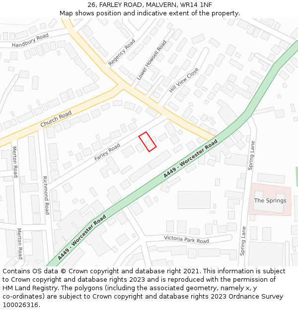 26, FARLEY ROAD, MALVERN, WR14 1NF: Location map and indicative extent of plot