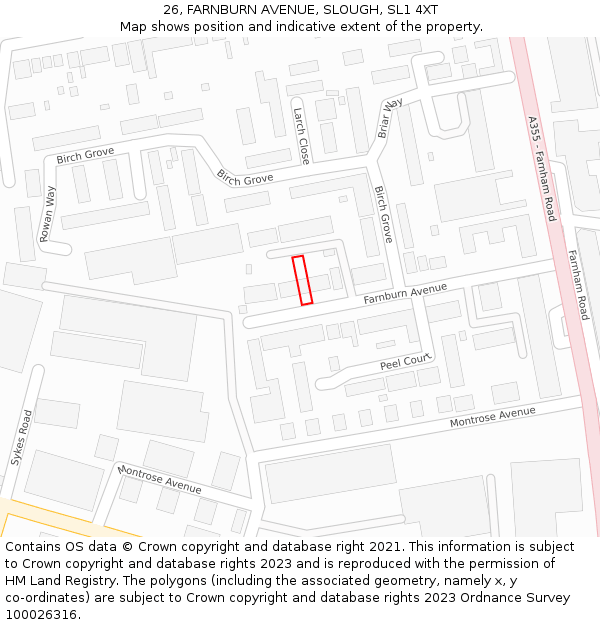 26, FARNBURN AVENUE, SLOUGH, SL1 4XT: Location map and indicative extent of plot