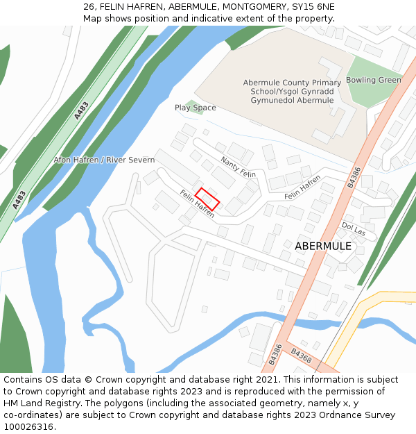 26, FELIN HAFREN, ABERMULE, MONTGOMERY, SY15 6NE: Location map and indicative extent of plot