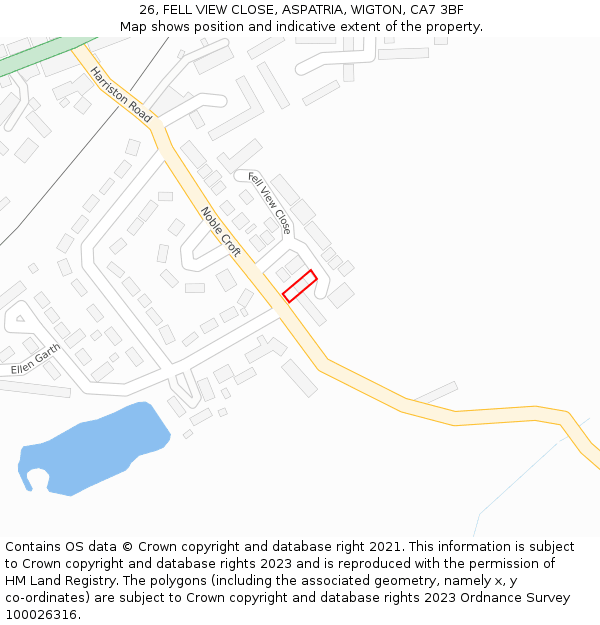 26, FELL VIEW CLOSE, ASPATRIA, WIGTON, CA7 3BF: Location map and indicative extent of plot