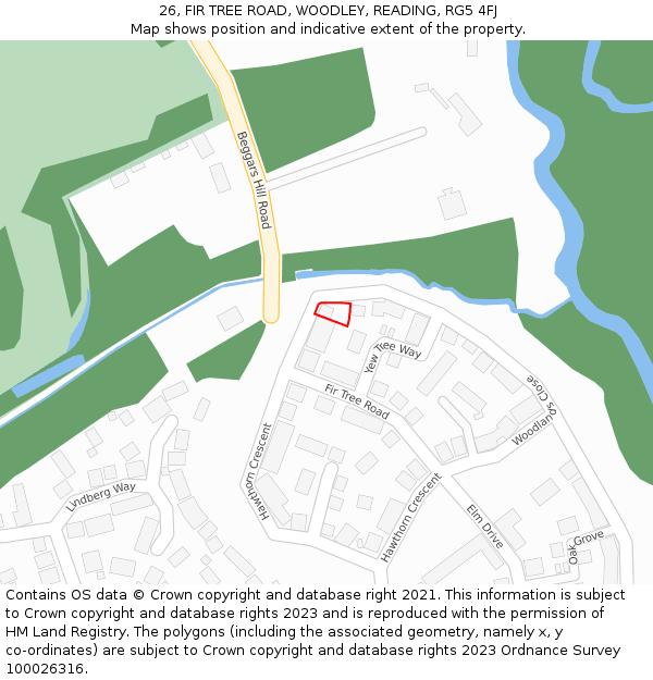 26, FIR TREE ROAD, WOODLEY, READING, RG5 4FJ: Location map and indicative extent of plot