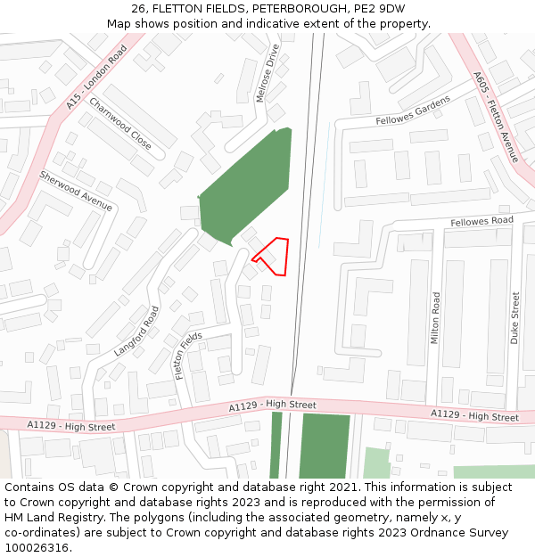 26, FLETTON FIELDS, PETERBOROUGH, PE2 9DW: Location map and indicative extent of plot