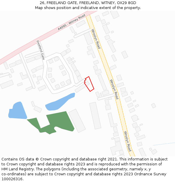 26, FREELAND GATE, FREELAND, WITNEY, OX29 8GD: Location map and indicative extent of plot