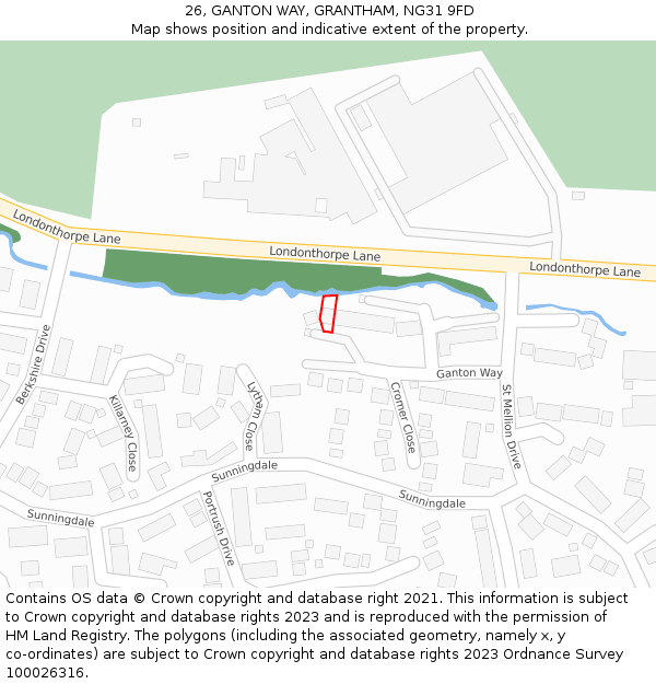 26, GANTON WAY, GRANTHAM, NG31 9FD: Location map and indicative extent of plot