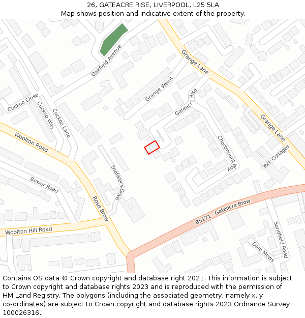 26, GATEACRE RISE, LIVERPOOL, L25 5LA: Location map and indicative extent of plot