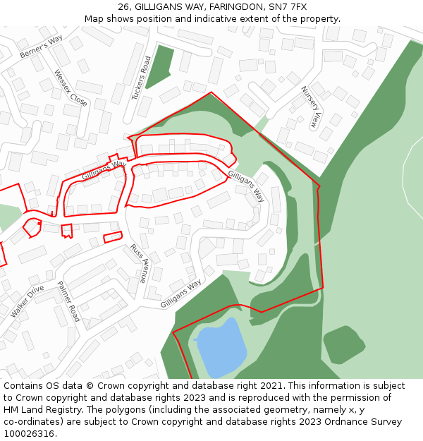 26, GILLIGANS WAY, FARINGDON, SN7 7FX: Location map and indicative extent of plot