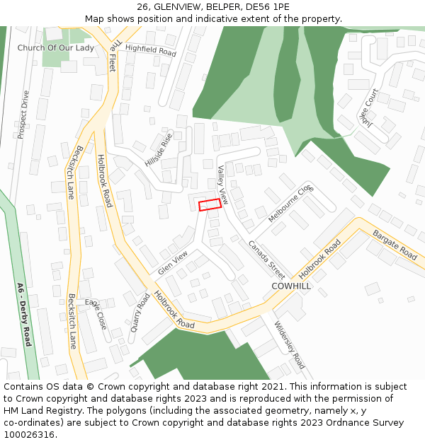 26, GLENVIEW, BELPER, DE56 1PE: Location map and indicative extent of plot