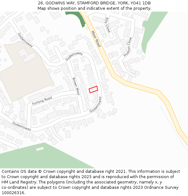 26, GODWINS WAY, STAMFORD BRIDGE, YORK, YO41 1DB: Location map and indicative extent of plot