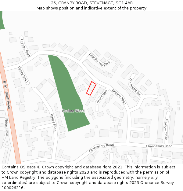 26, GRANBY ROAD, STEVENAGE, SG1 4AR: Location map and indicative extent of plot