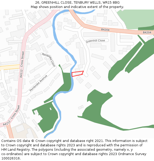 26, GREENHILL CLOSE, TENBURY WELLS, WR15 8BG: Location map and indicative extent of plot