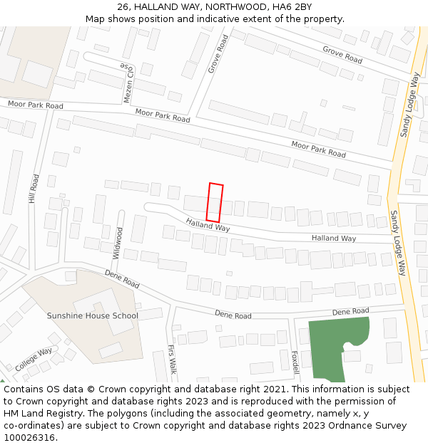 26, HALLAND WAY, NORTHWOOD, HA6 2BY: Location map and indicative extent of plot