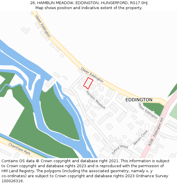 26, HAMBLIN MEADOW, EDDINGTON, HUNGERFORD, RG17 0HJ: Location map and indicative extent of plot