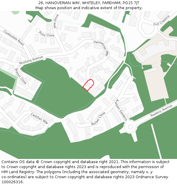 26, HANOVERIAN WAY, WHITELEY, FAREHAM, PO15 7JT: Location map and indicative extent of plot