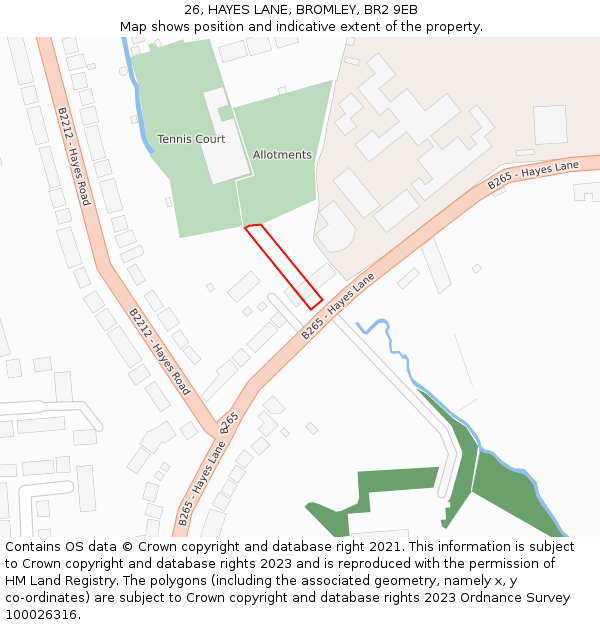 26, HAYES LANE, BROMLEY, BR2 9EB: Location map and indicative extent of plot