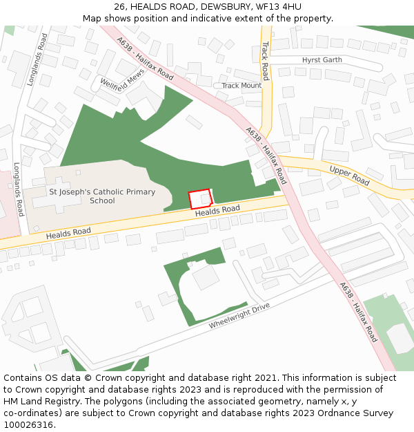26, HEALDS ROAD, DEWSBURY, WF13 4HU: Location map and indicative extent of plot
