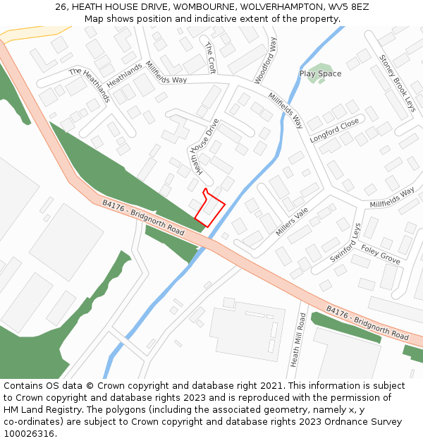 26, HEATH HOUSE DRIVE, WOMBOURNE, WOLVERHAMPTON, WV5 8EZ: Location map and indicative extent of plot