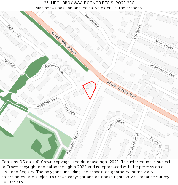 26, HEGHBROK WAY, BOGNOR REGIS, PO21 2RG: Location map and indicative extent of plot