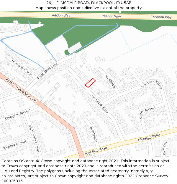 26, HELMSDALE ROAD, BLACKPOOL, FY4 5AR: Location map and indicative extent of plot