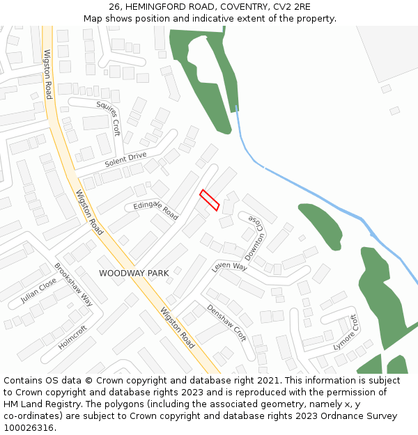 26, HEMINGFORD ROAD, COVENTRY, CV2 2RE: Location map and indicative extent of plot