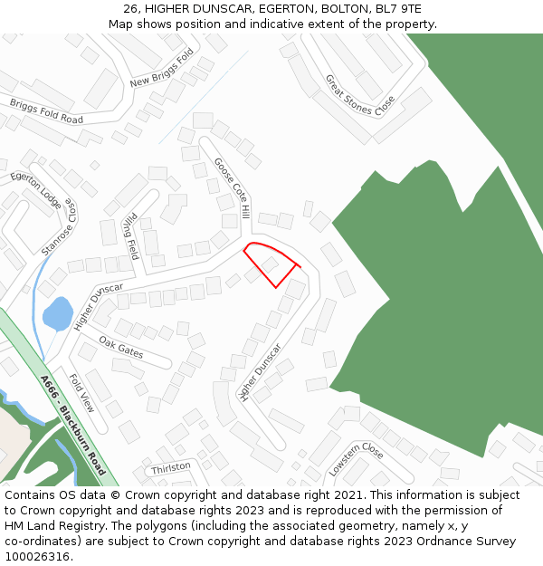 26, HIGHER DUNSCAR, EGERTON, BOLTON, BL7 9TE: Location map and indicative extent of plot