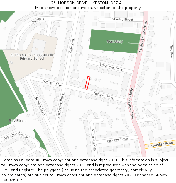 26, HOBSON DRIVE, ILKESTON, DE7 4LL: Location map and indicative extent of plot